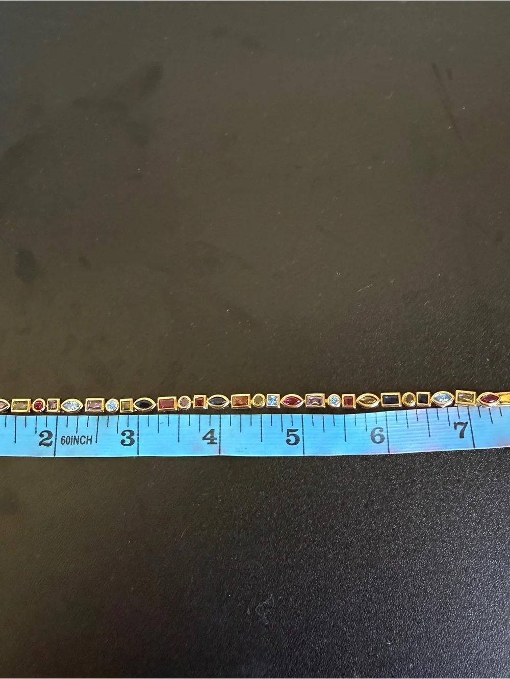 18K Gold Filled Multicolor Gem Link Bracelet 7.5” AAA CZ